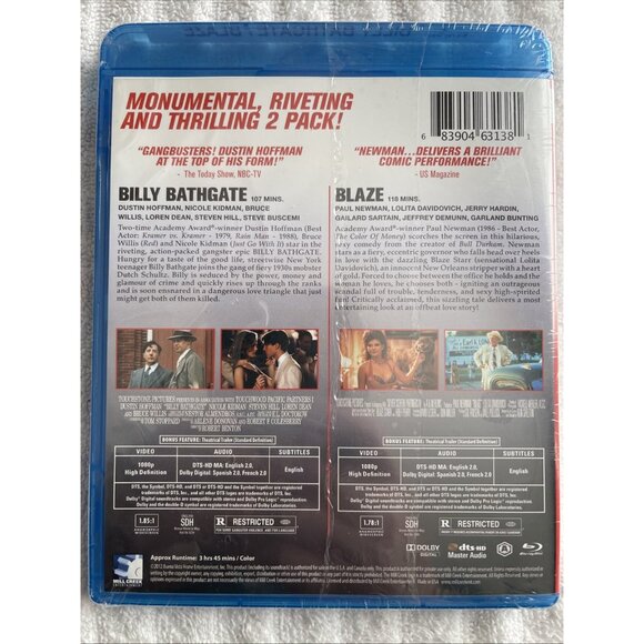 Billy Bathgate/Blaze (Blu-ray Disc, 2012) Dustin Hoffman Paul Newman NEW - Picture 2 of 3